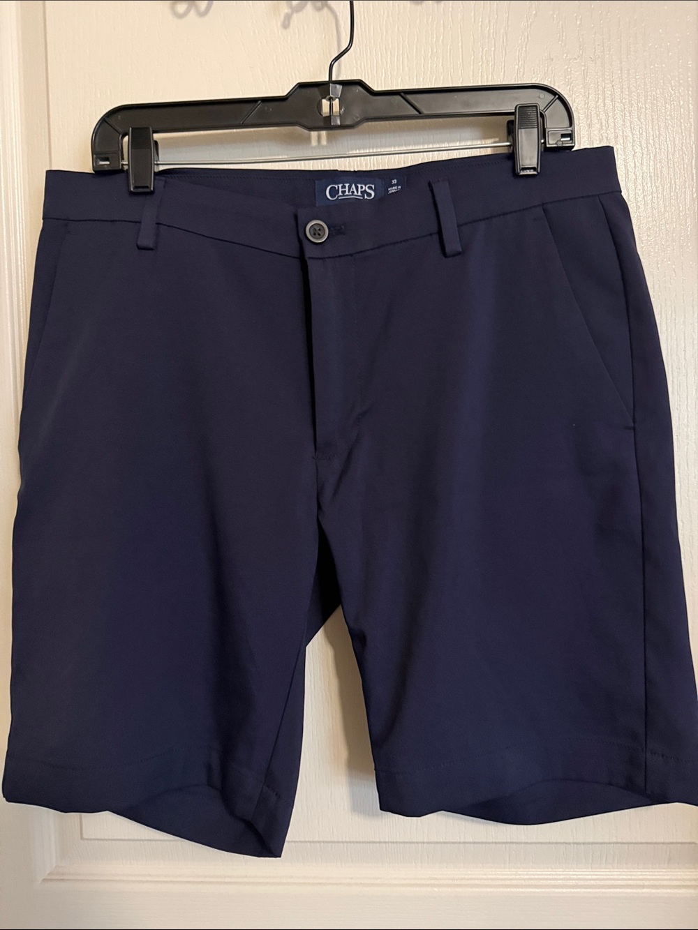 Chaps Men's Dark Navy Flat-Front Stretch Shorts Sz 33 Waist